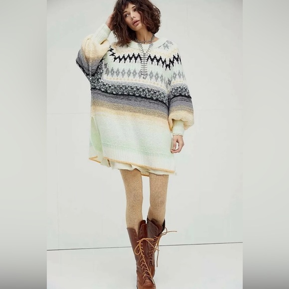 Free People Sweaters - New Free People✨Frozen Forest Oversized Tunic Knit Sweater